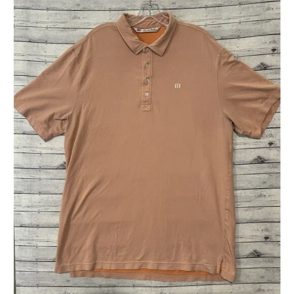 Travis Mathew Mens Short Sleeve Polo Shirt XL Orange Golf Stretch Cotton Blend - Picture 2 of 16